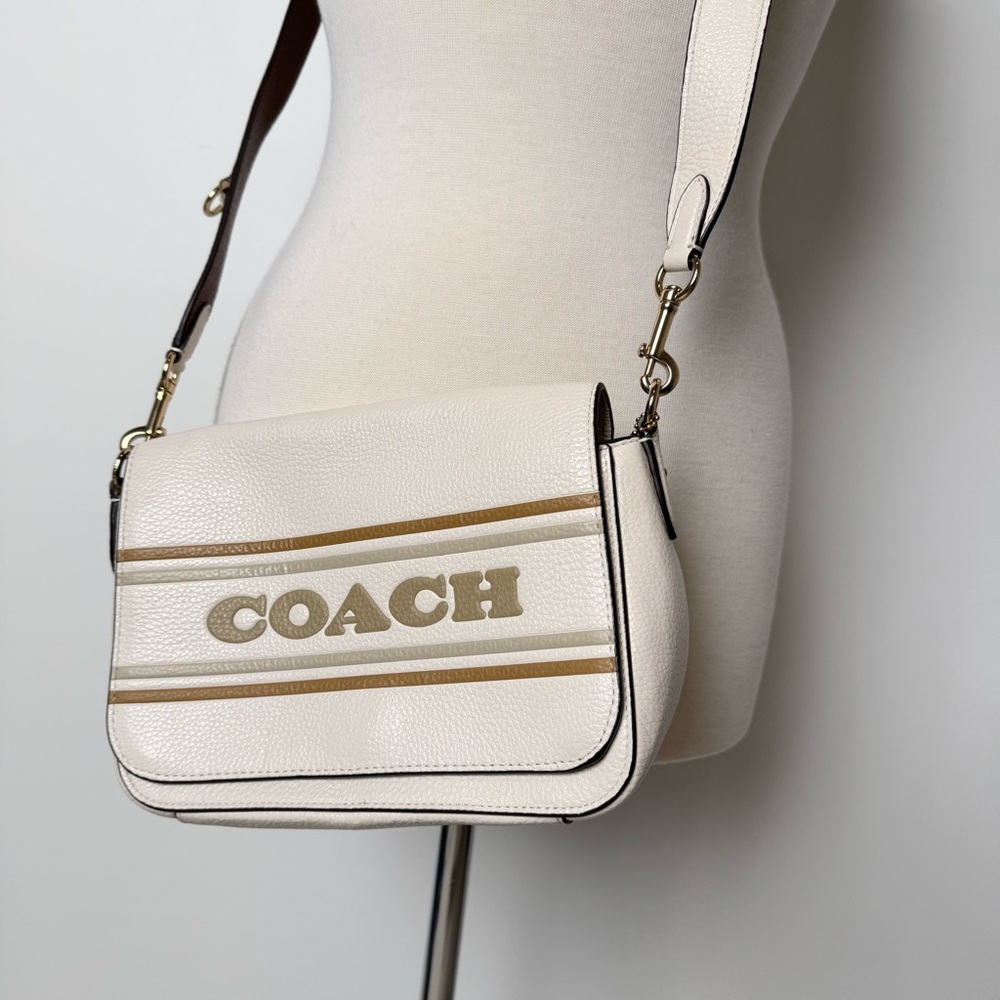 Coach Cream and Tan Crossbody Bag